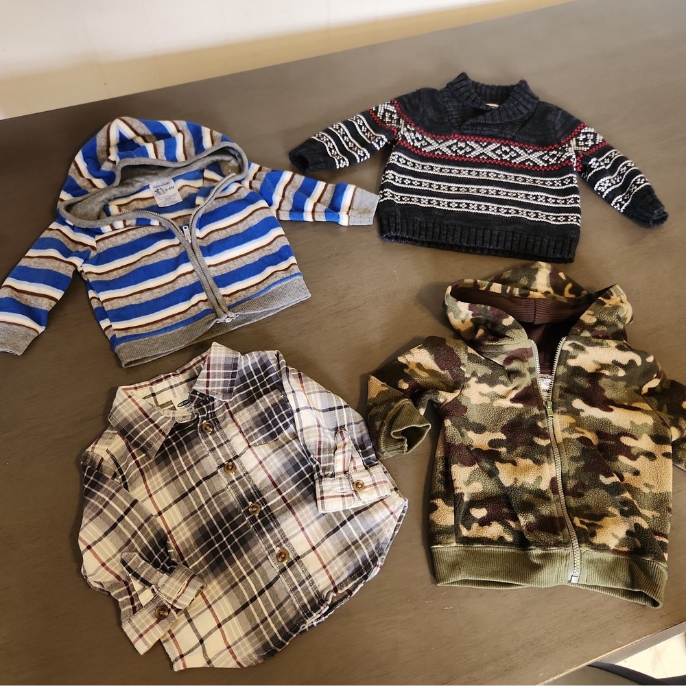 Baby Boy Sweaters Lot of 4 Size 3-6 Month Old Navy Garanimals Zip Camo Winter
